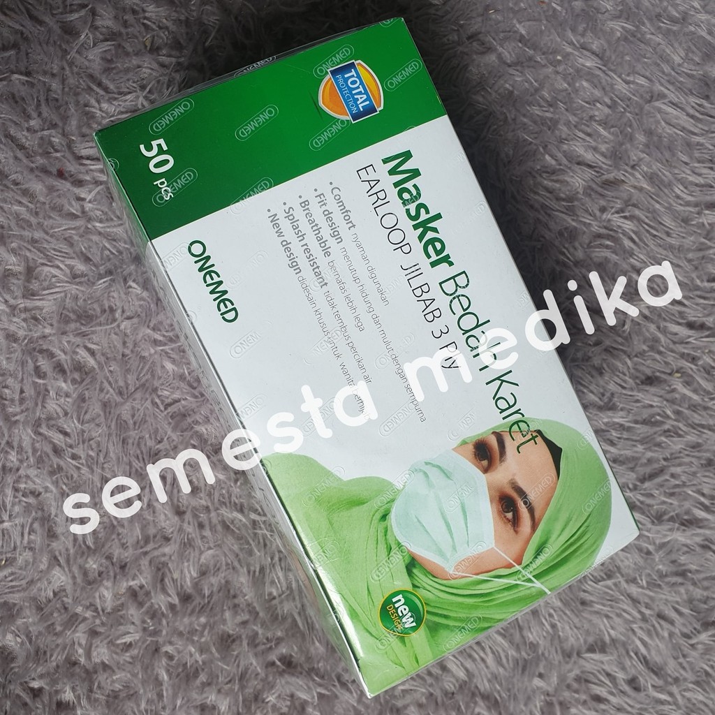 Jual Masker Hijab Bedah Karet 3 Ply ONEMED . Masker Jilbab Surgical ...