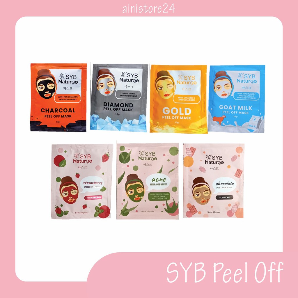 Jual Syb Naturgo Peel Off Mask Series Sachet Varian Lengkap Gold Diamond Goat Milk Charcoal Acne