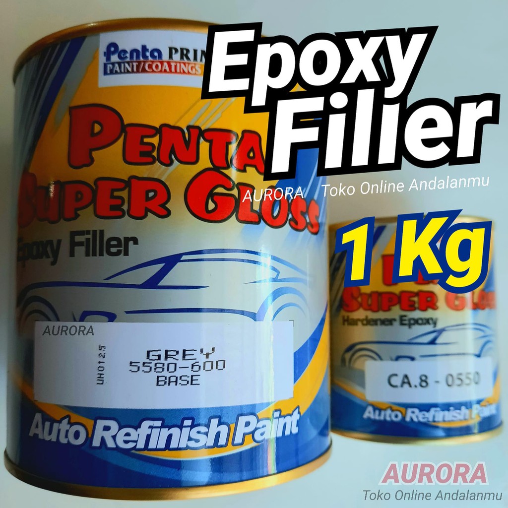 Jual Epoxy Filler 1KG Abu Abu Grey Penta Super Gloss Plus Harderner 2K ...