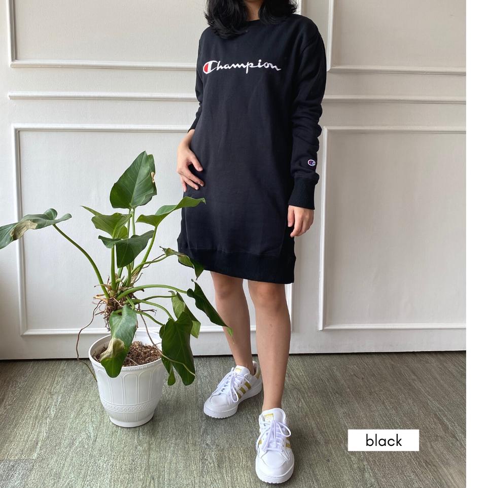 Jual 97O CHAMPION Women Dress Sweater Dress Wanita Tebal Streetwear Hijabers Friendly UW44 Shopee Indonesia