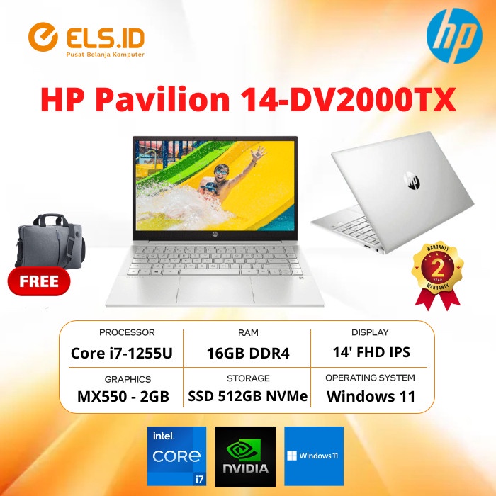 Jual Laptop Hp Pavilion 14 Dv2000tx I7 1255u 16gb Ssd 512gb Mx550 14 Fhd Ips W11ohs Shopee 3606