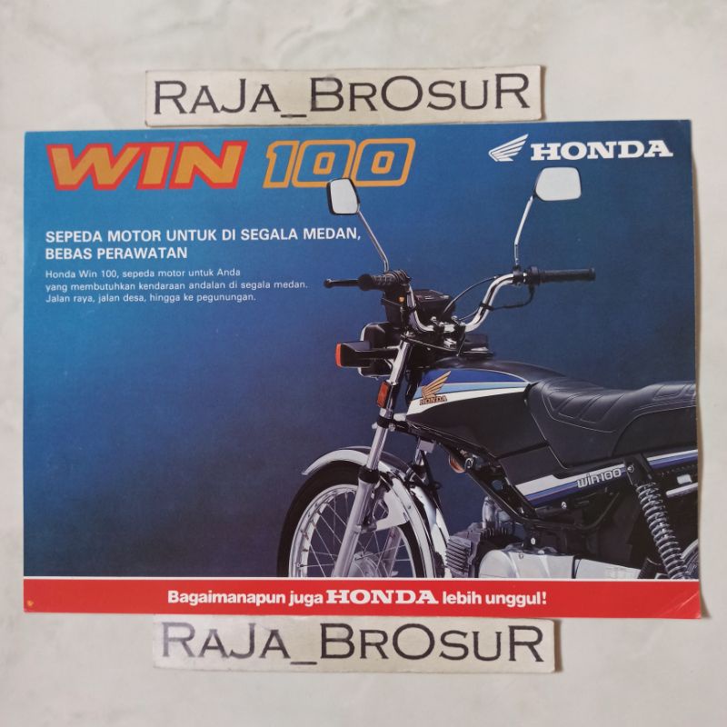 Jual Poster Brosur Katalog Flyer Jadul Lawas Honda Win 100 Win100 1992