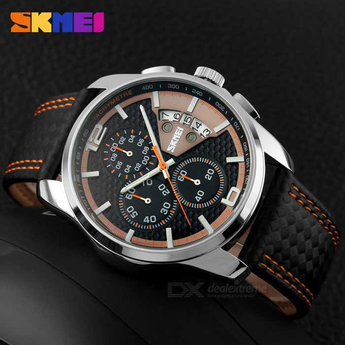 Jual Jam Tangan Pria Analog Skmei 9106 Orange Water Resistant 30m