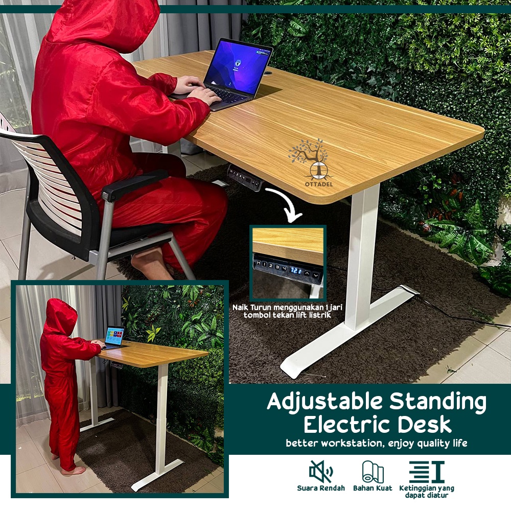 Jual Ottadel Adjustable Standing Electric Desk Motorized / Meja Naik ...