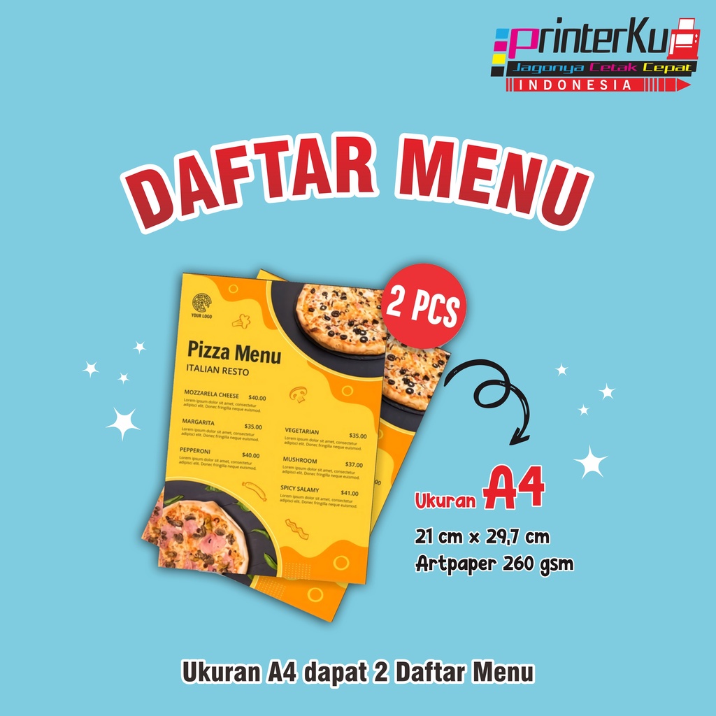 Jual Cetak Daftar Menu Makanan Minuman Cafe Custom A4 | Shopee Indonesia