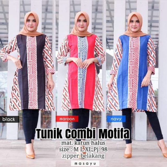 Jual jual tunik combi motifa sair warna warni cantik murah kekininan ...