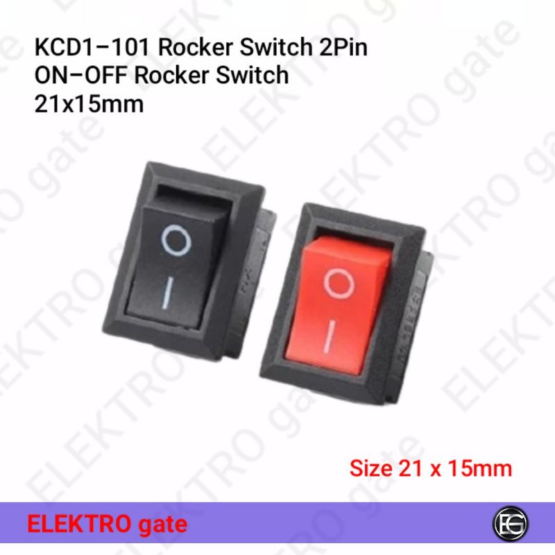 Jual KCD1-101 Rocker Switch 2Pin ON-OFF Rocker Switch 21 x 15mm ...