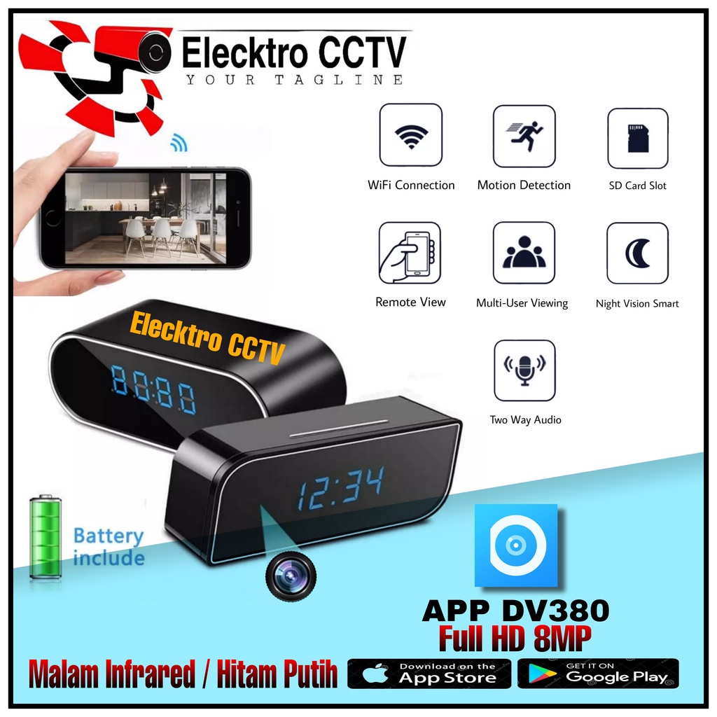 Jual IP KAMERA CCTV JAM MEJA SPY CAMERA WIFI TERSEMBUNYI TABLE CLOCK ...