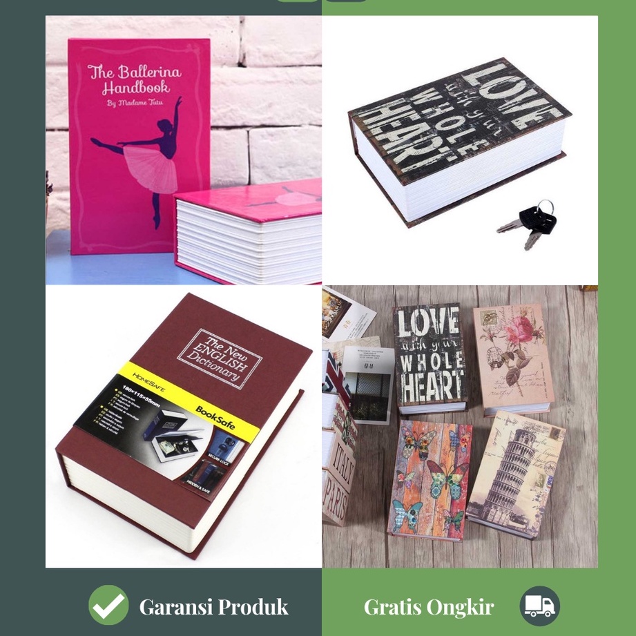 Jual M2 Buku Brankas Mini kecil Kotak rahasia unik bentuk buku kamus ...
