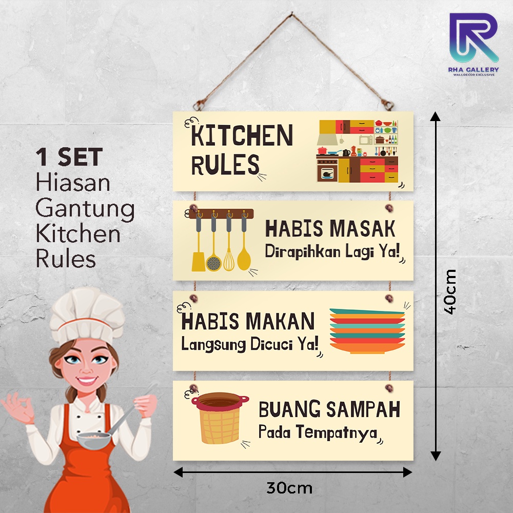 Jual Rha Gallery Hiasan Dinding Gantung Set Kitchen Rules Pink Pajangan Dapur Rumah Dekorasi