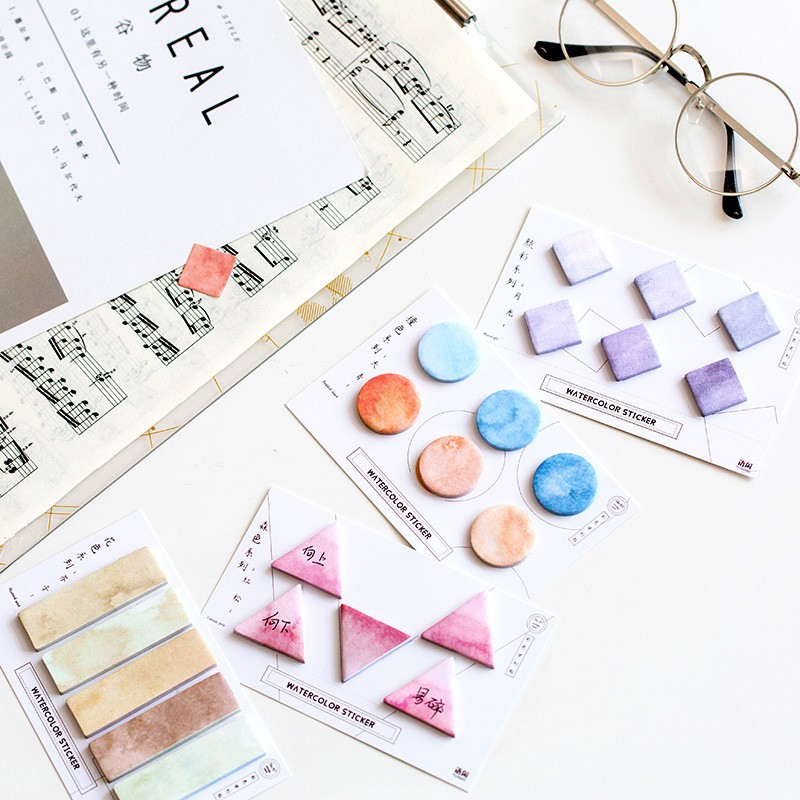 Jual Kertas Label Penanda Dokumen Watercolor Shapes Sticky Notes Bagus ...