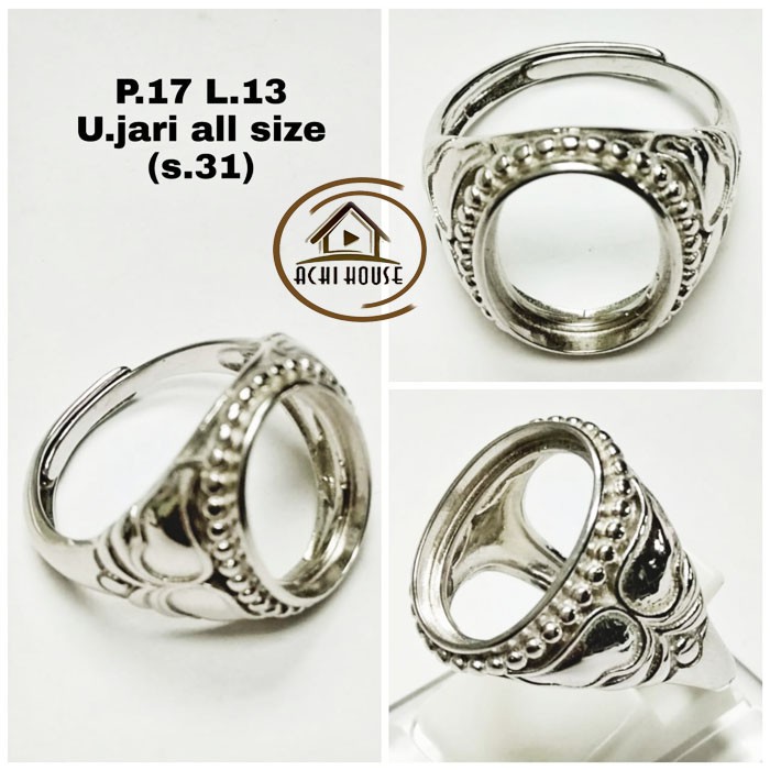 Jual Cincin Perak Lapis Emas Putih Cincin Silver Ring Ikat Batu Cincin