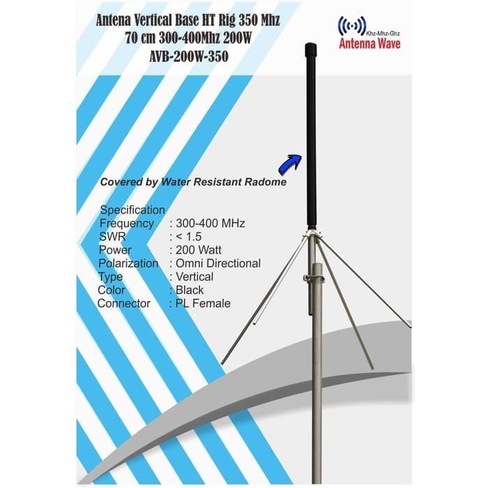 Jual Antena Vertical Base HT Rig 350Mhz 70cm 300-400Mhz 200W Antenna ...