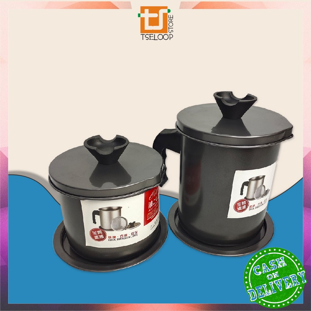 Jual Ofm C414 Gelas Saringan Minyak 2 Liter Anti Karat Oil Pot Teko Wadah Penyaring Minyak 4437