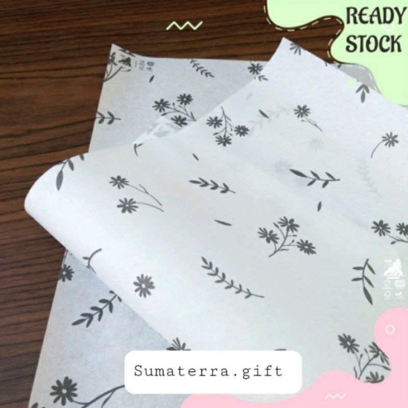 Jual KERTAS ROTI/WRAPPING PAPER HAMPERS Motif Floral (10 lmbar ...