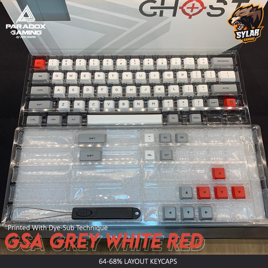 Jual Paradox Gaming GSA Grey White Red PBT 64/68 Keycaps Mechanical ...