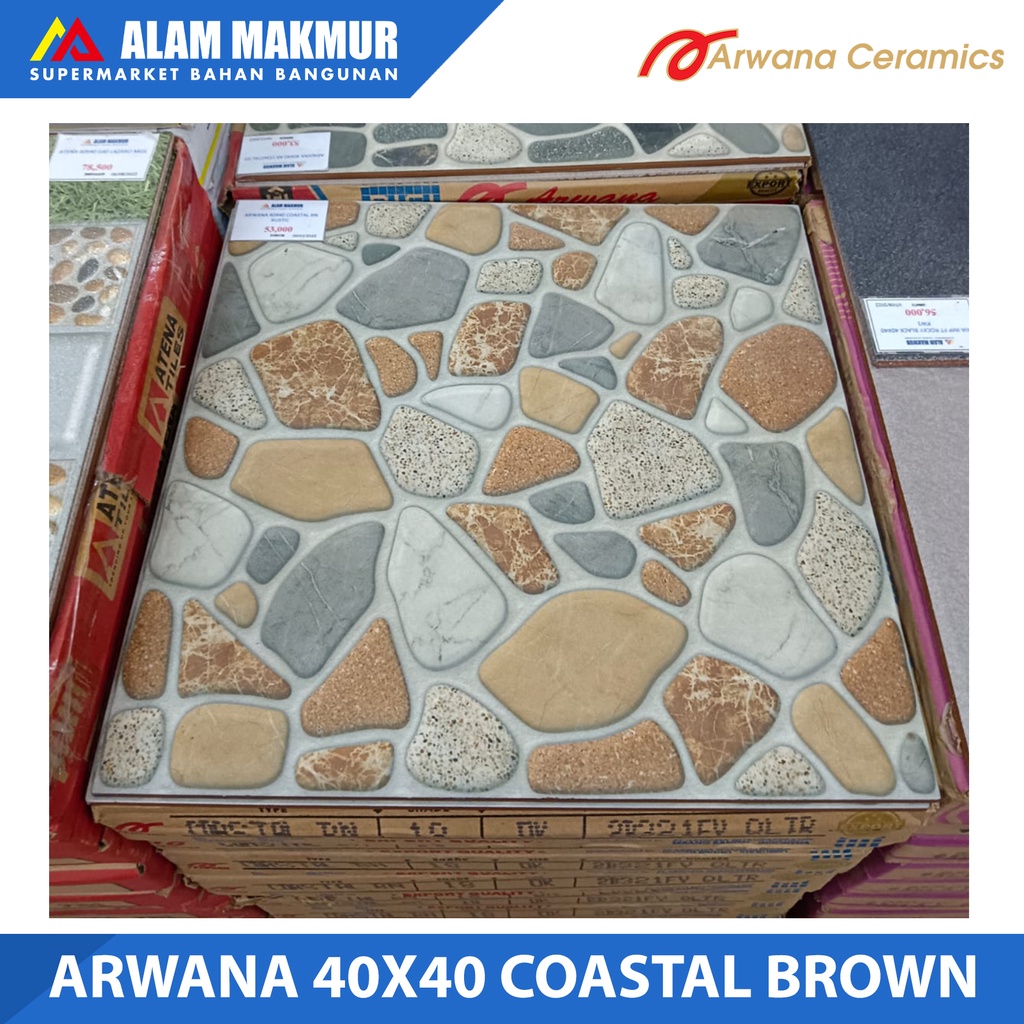 Jual Keramik Lantai 40x40 Arwana Coastal Brown Shopee Indonesia