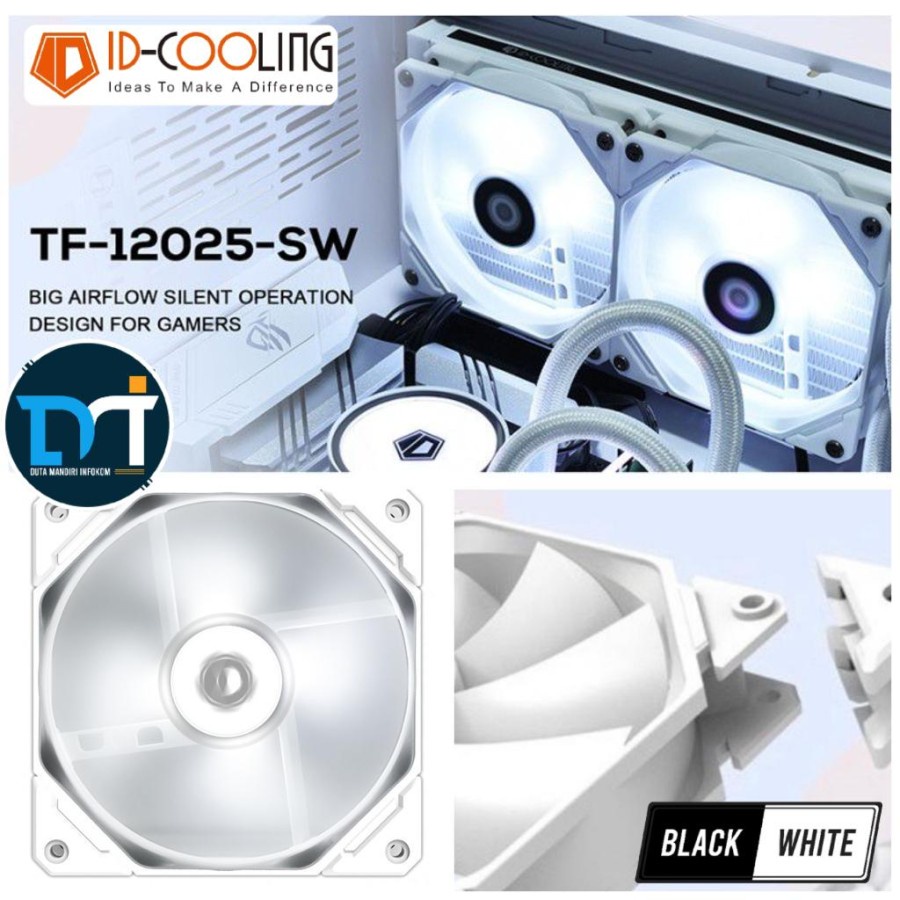 Jual ID Cooling TF-12025 PRO White LED - 120mm Cooling Fan PWM Gaming ...