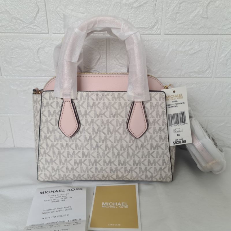 Michael Kors Daria 2 In 1 Small Vanilla Powder Bush Pink Satchel