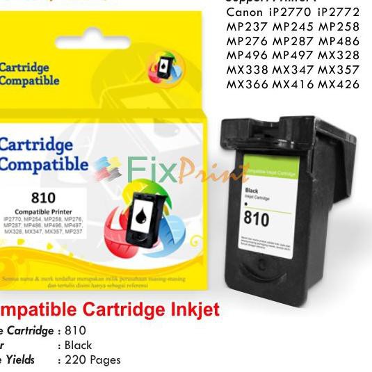 Jual ` Cartridge Recycle Canon 810 PG810 PG-810 Tinta Printer iP2770 ...
