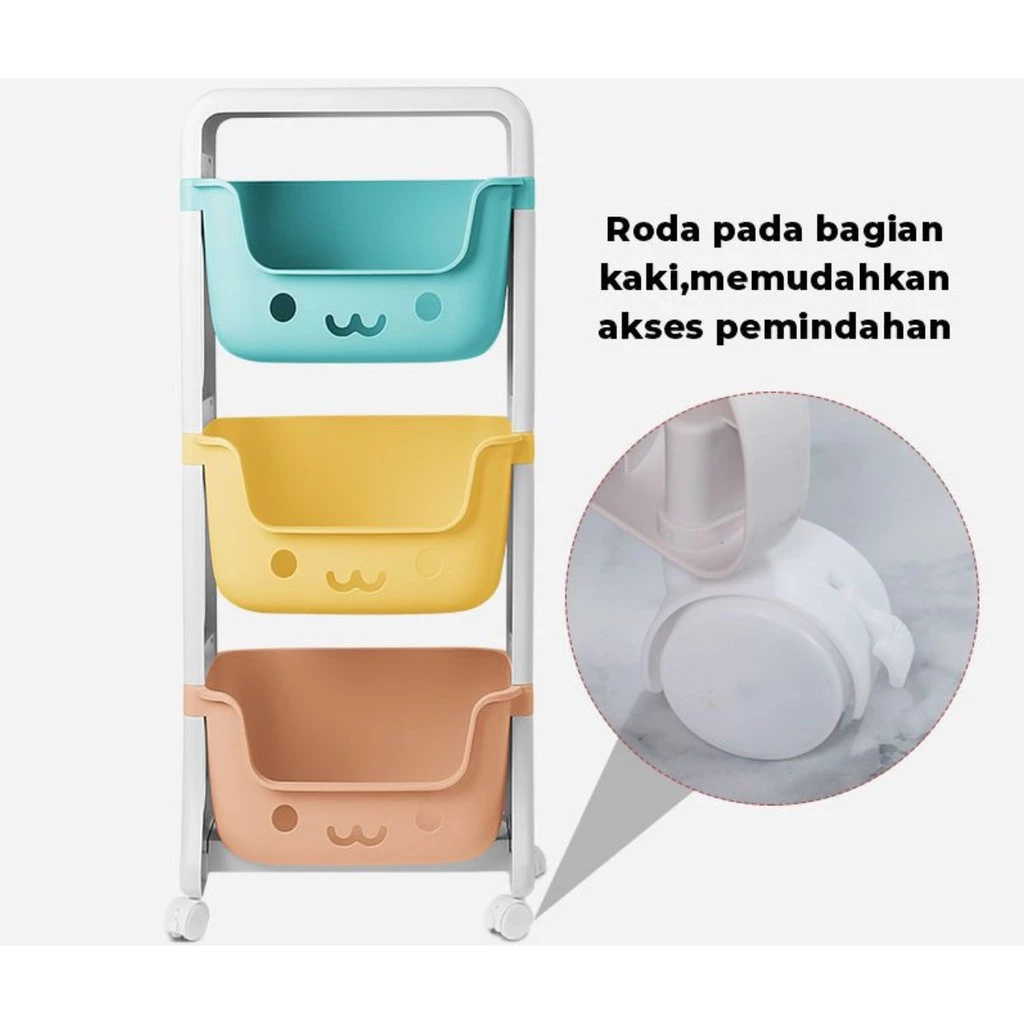 [UNIK88] Rak Gemes Susun Dengan Roda Tempat Penyimpanan Mainan Anak | AutoStock