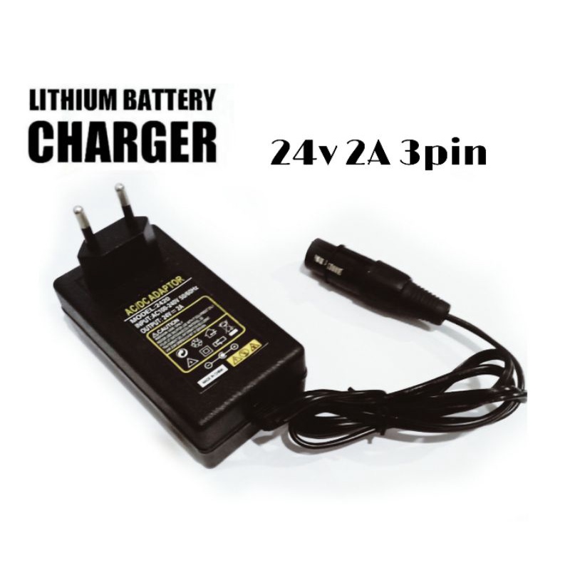 Jual skuter listrik adaptor 24v 2A 3 pin xlr canon female male kursi ...
