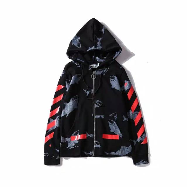 Jual Off white Shark Printed Hoodie Shopee Indonesia