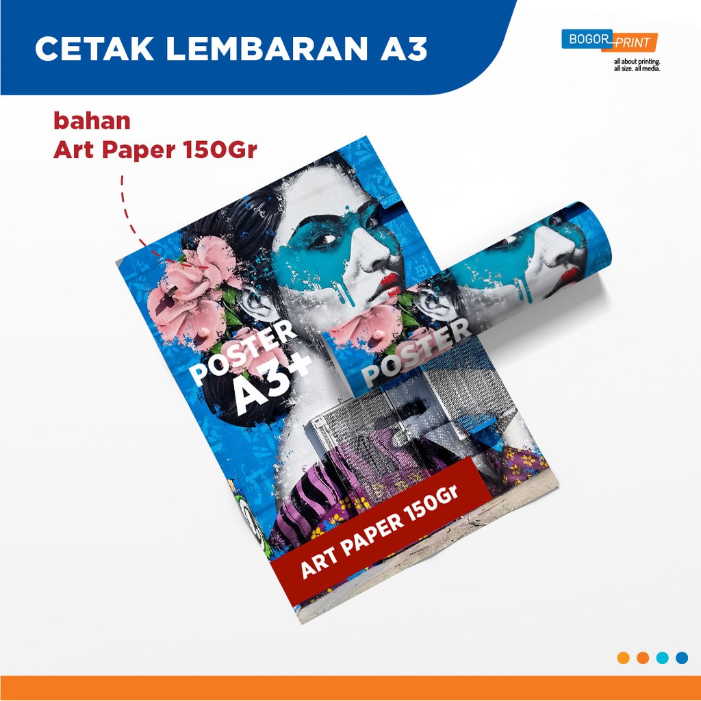 Jual Cetak Kertas AP 150 gsm ukuran A3+ / Full Color / Potong Kotak