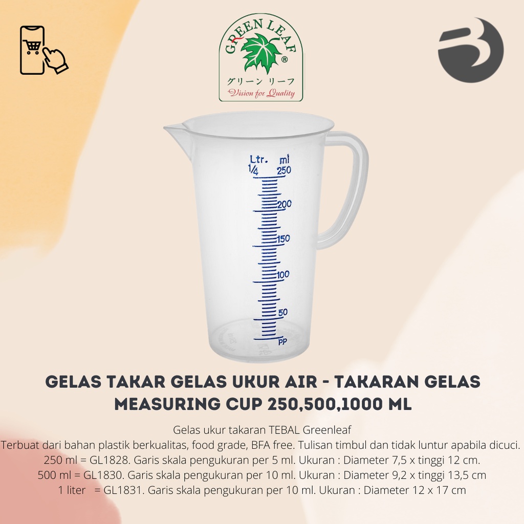 Jual Gelas Takar Gelas Ukur Air Takaran Gelas Measuring Cup 2505001000 Ml Shopee Indonesia 6936