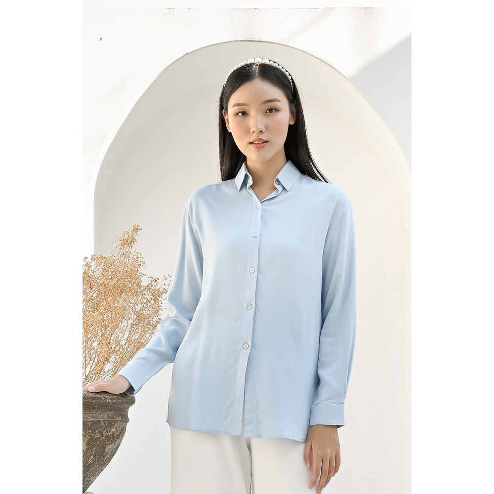 Kemeja Lengan Panjang Alya Green Offwhite