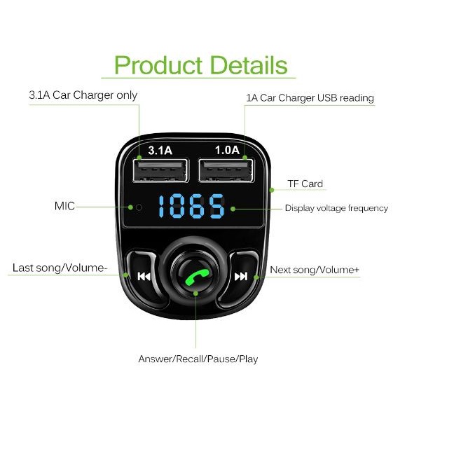 Jual X8 Car FM Transmitter Mobil Bluetooth Charger 3A USB+Slot Memory ...