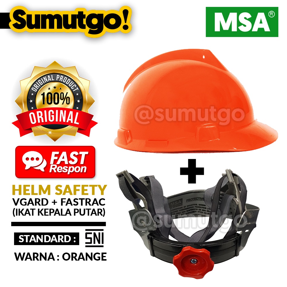 Jual MSA VGARD Lokal Helm Safety ikat Putar Proyek Orange / Safety