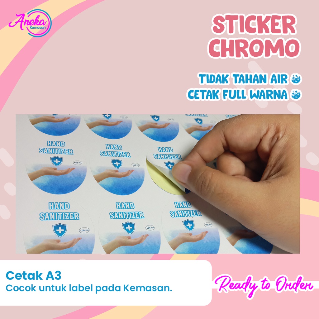 Jual Cetak Stiker Cromo Vinyl Stiker Cetak Stiker Cromo Bulat Label Makanan Cromo Vinyl Print