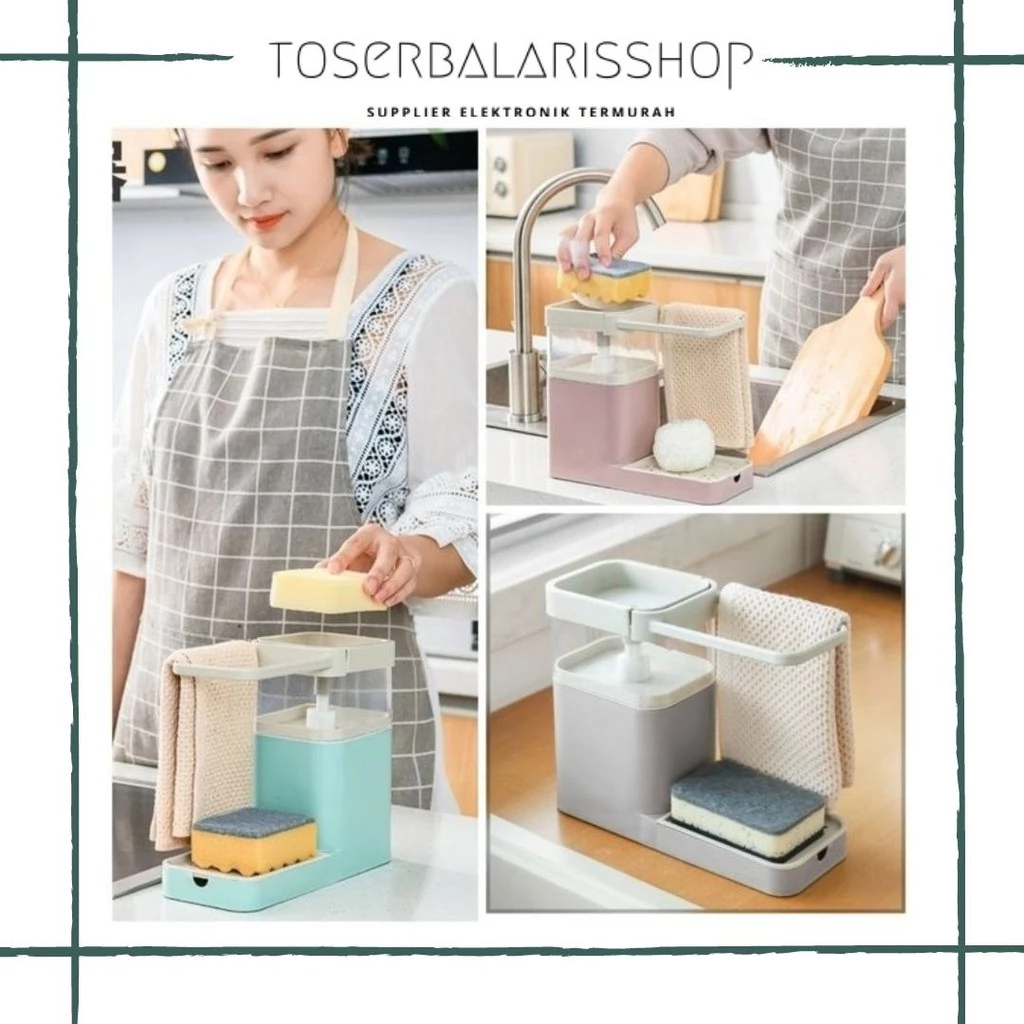 Dispenser Sabun 3IN1 / Dispenser Sabun Cuci Piring+Sponge Pump Holder+ | AutoStock