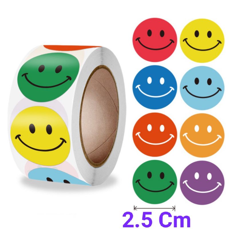 Jual 100 Pcs / 500 Pcs Stiker Colourful Smile Smiley/ Sad Face / Emoji ...
