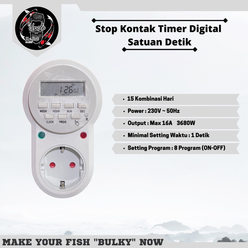 Jual Stop Kontak Timer Digital Detik Untuk Autofeeder / Auto Feeder
