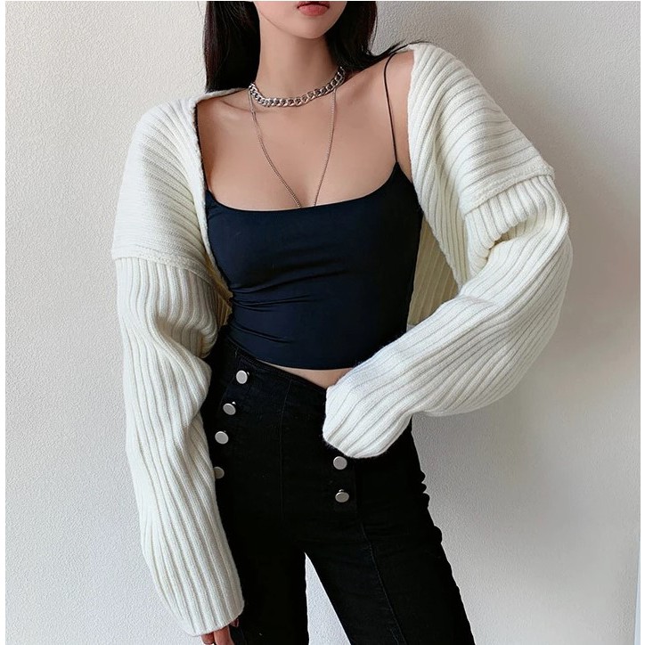 Jual Momo Crop Cardi Outer / Bolero Rajut Oversize | Shopee Indonesia