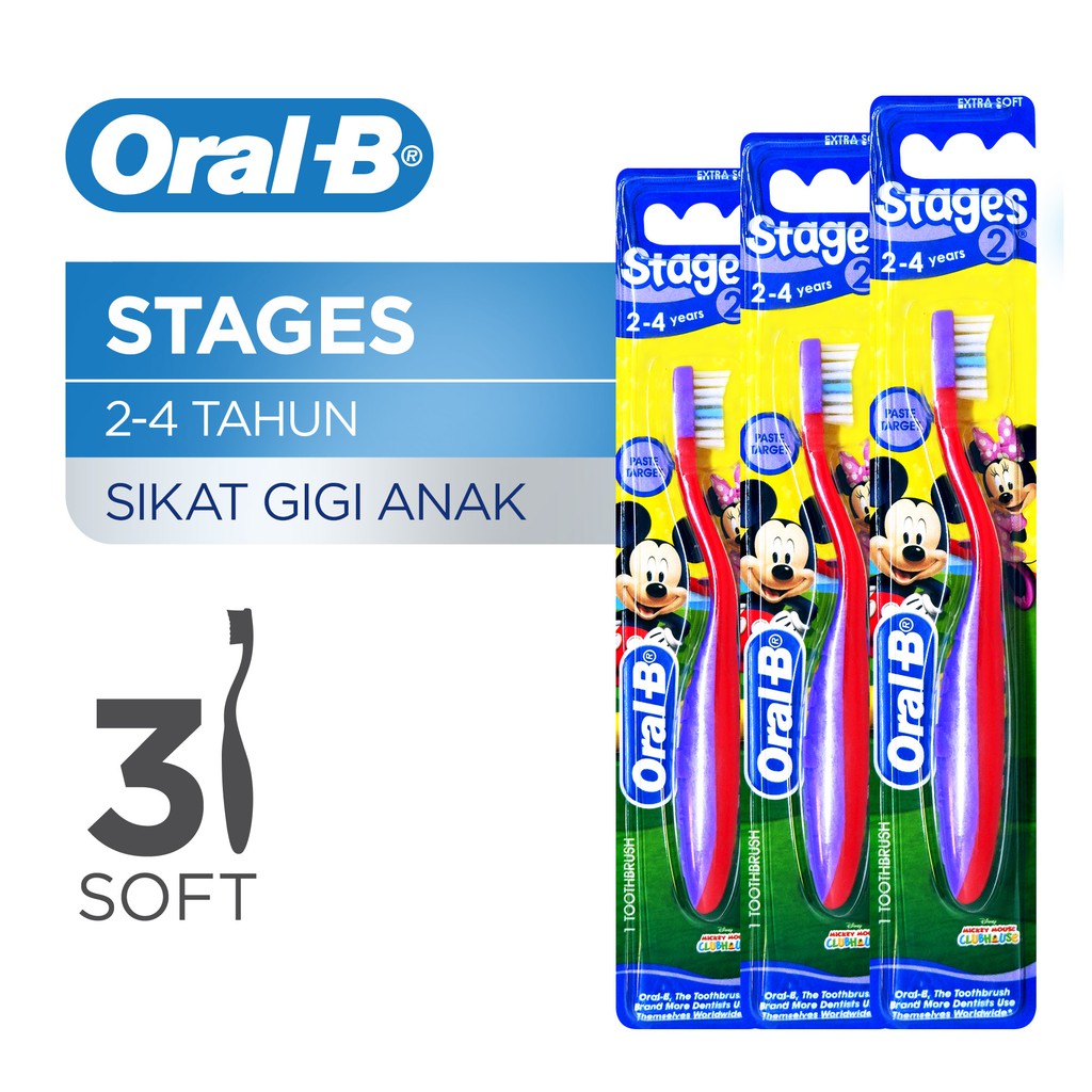 Jual Oral-B Sikat Gigi Anak Stages 2 - Pack Of 3 | Shopee Indonesia