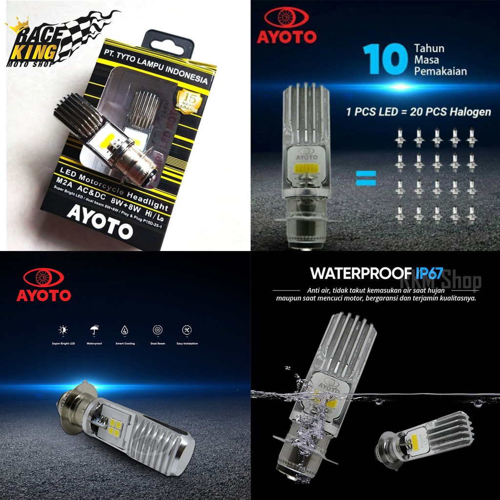 Jual Lampu AYOTO led 2 sisi tipe M2A Socket H6 Motor Bebek & Matick ...
