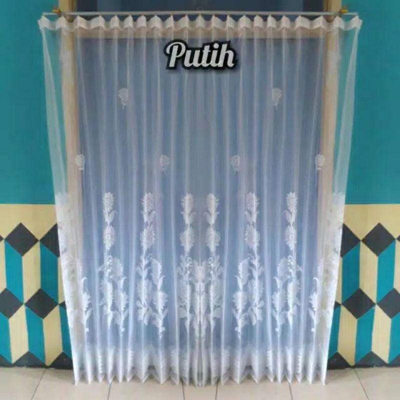 Jual Vitrase Gorden Tirai Jendela Gorden Tipis Polos Motif Bunga Matahari Shopee Indonesia