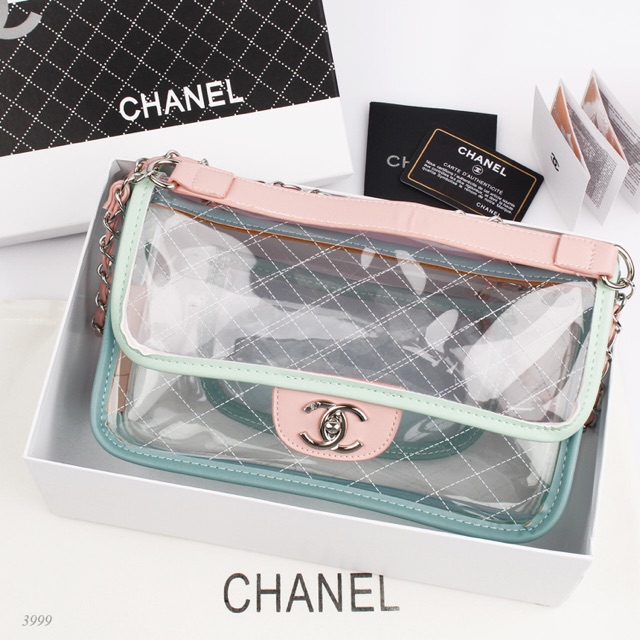 Chanel lambskin PVC green blue pink coco splash