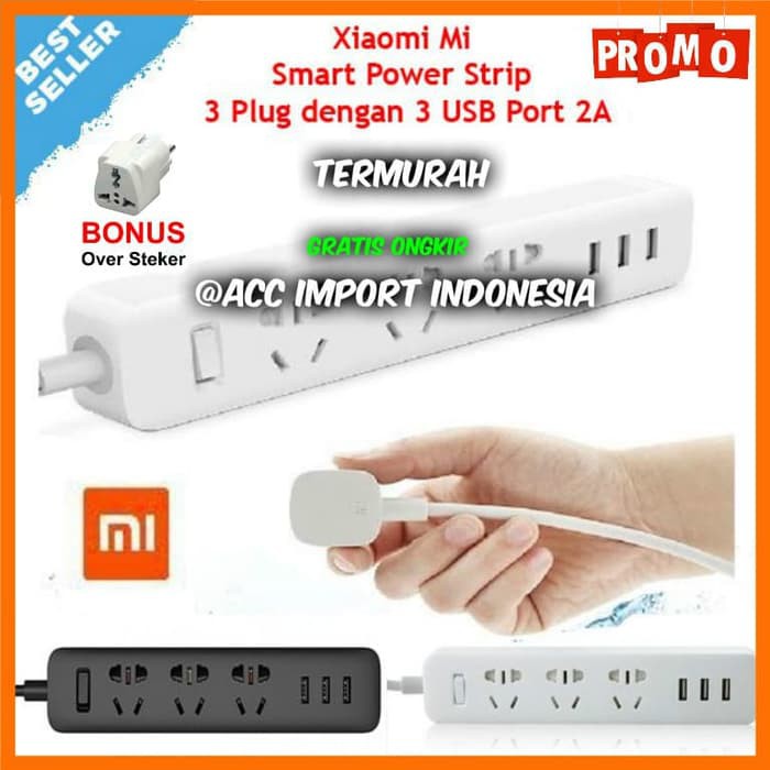 Jual Promo Stop Kontak Xiaomi Mi Smart Power Strip Plug Adapter with 3 ...