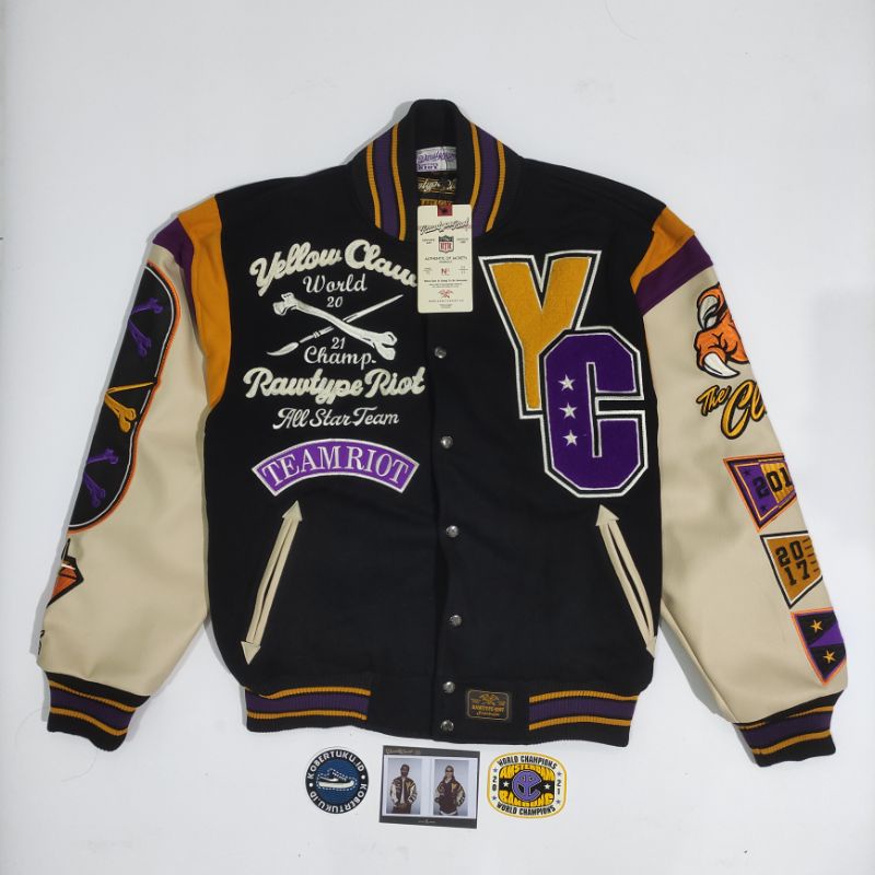 Jual JAKET RAWTYPE RIOT VARSITY CHAMP x YELLOW CLAW