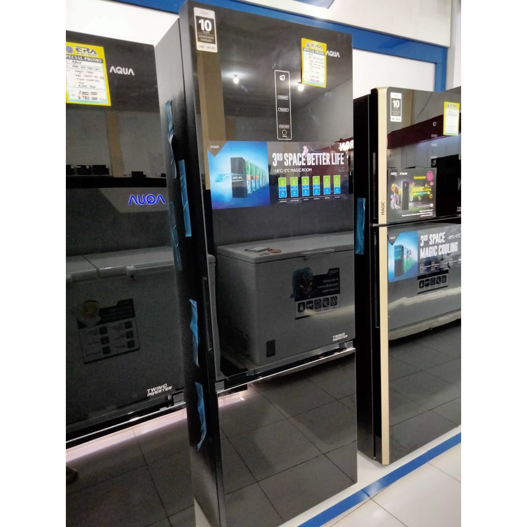 Jual Kulkas Aqua 2 PINTU AQR 350 RBG (BK) Twin Inventer Bergaransi