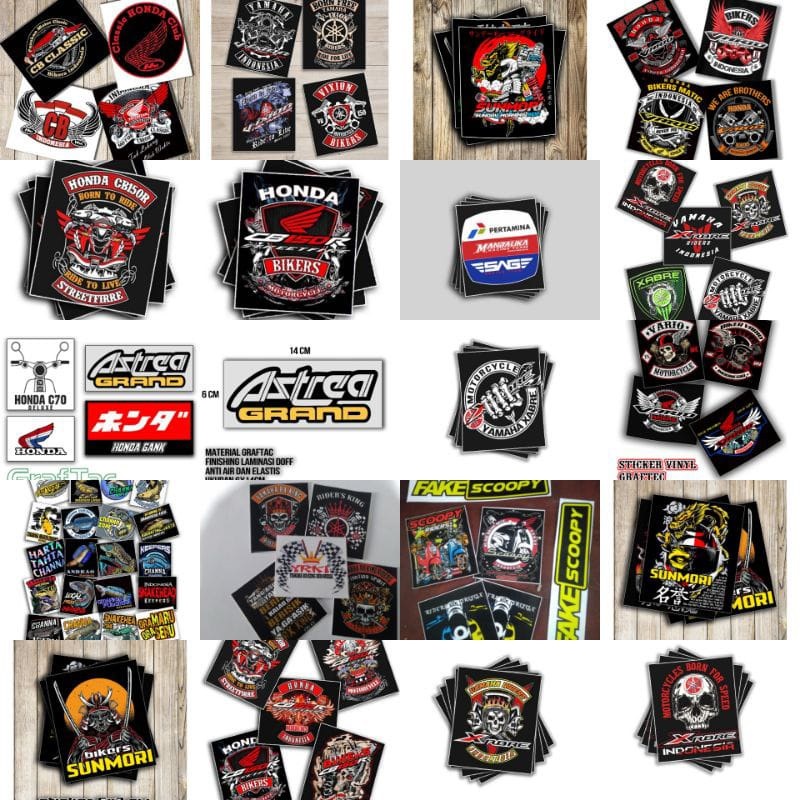 Jual ISI 5 Stiker Macam-macam Motor , Sticker Bikers Sticker Motor Sticker Helm Sticker Variasi ...