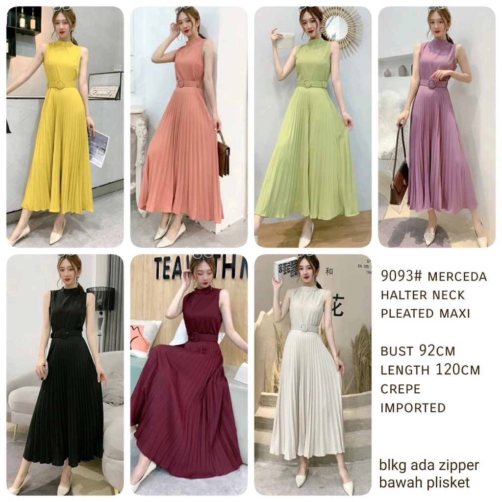 Jual merceda halter neck pleated maxi 9093 FASHION WANITA GROSIR three ...