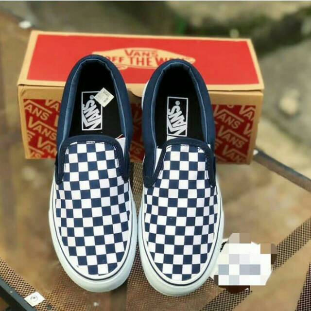 Jual Vans slip on checkerboard japan indigo blue Shopee Indonesia