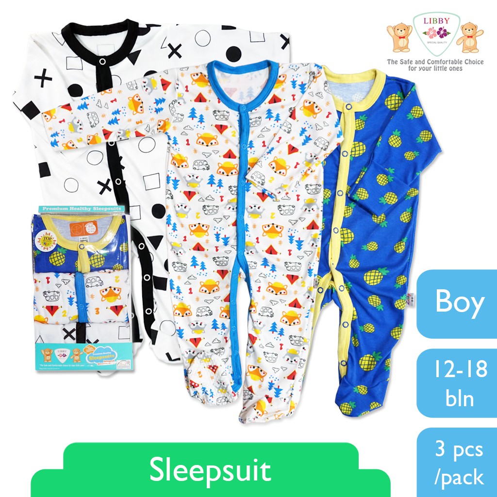 Jual Sleepsuit Premium Baju Tidur Bayi Sleepsuit Bodysuit Romper Boy 12