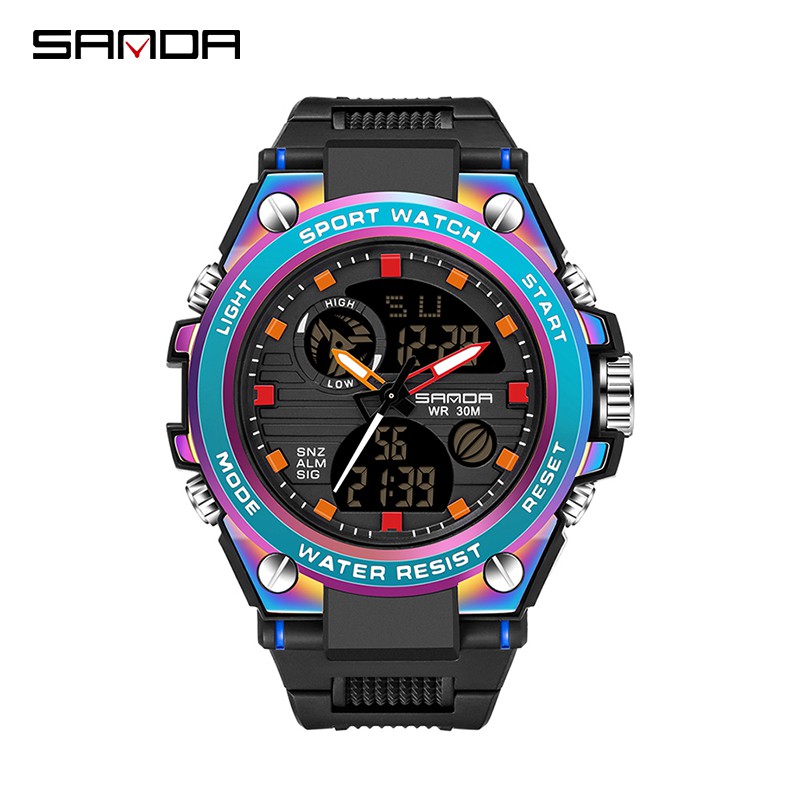Jual SANDA 739 Jam Tangan Pria Digital Analog Tali Rubber Chronograph ...