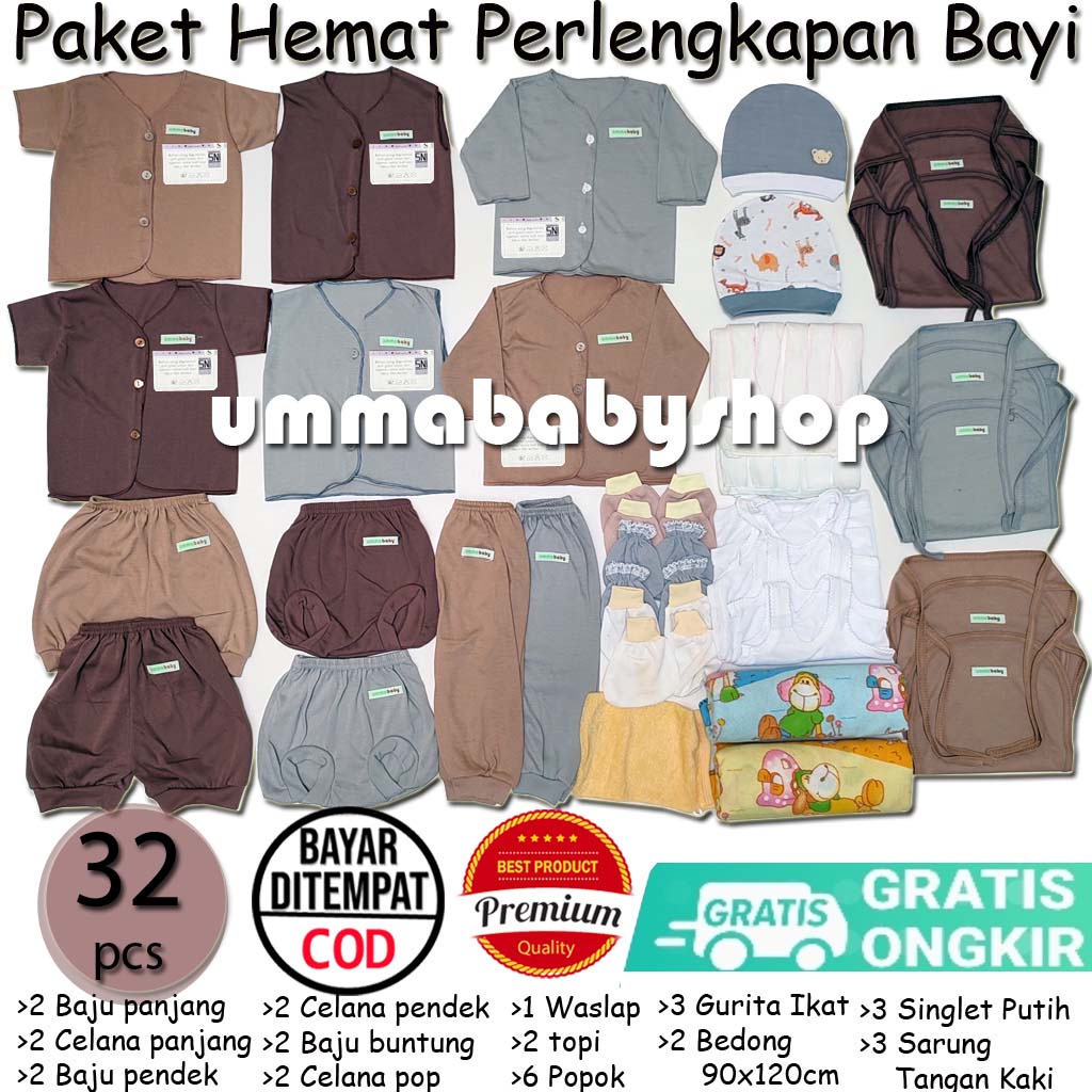 Jual 32pcs Paket Hemat Baju Bayi Polos Perlengkapan Lahiran Bayi Baru ...